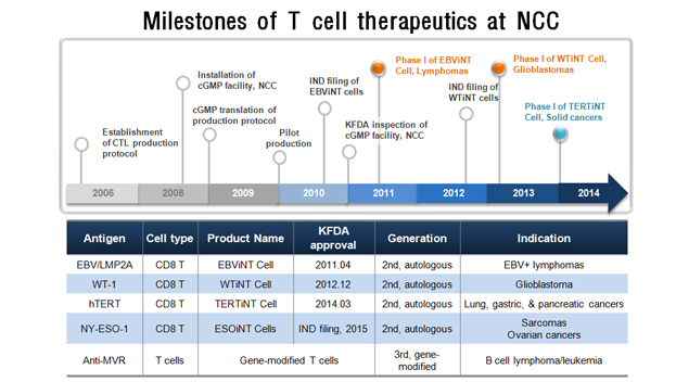 Milestones of T cell therapeutics at NCC