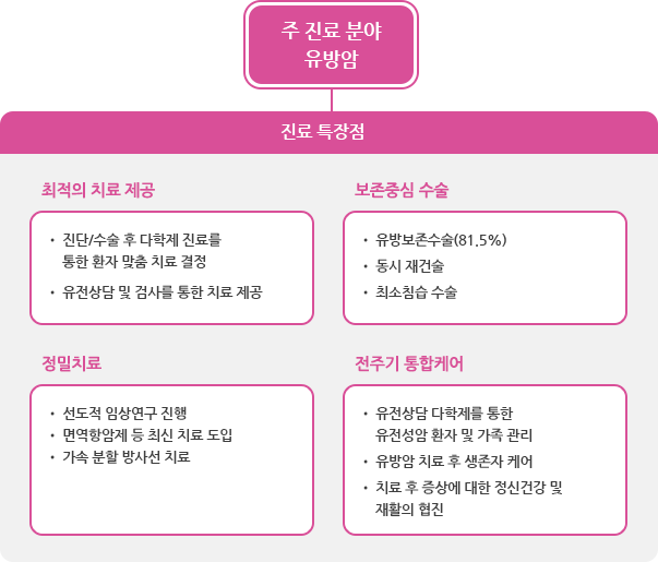 주 진료 분야 유방암 - 진료 특장점 안내