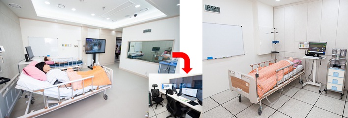 임상시뮬레이션 센터 :  실제 병실과 유사한 환경의 사진